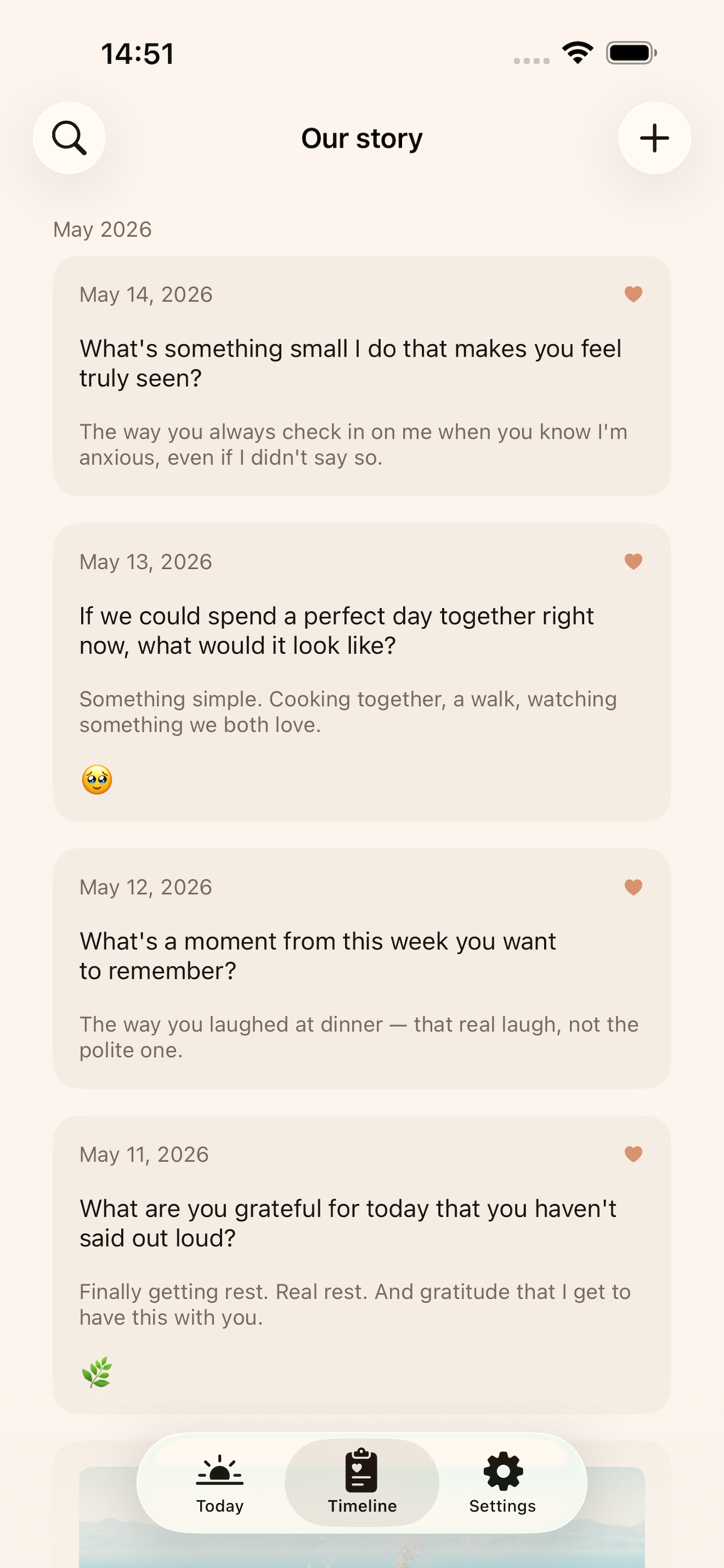 Elumi, shared photo timeline