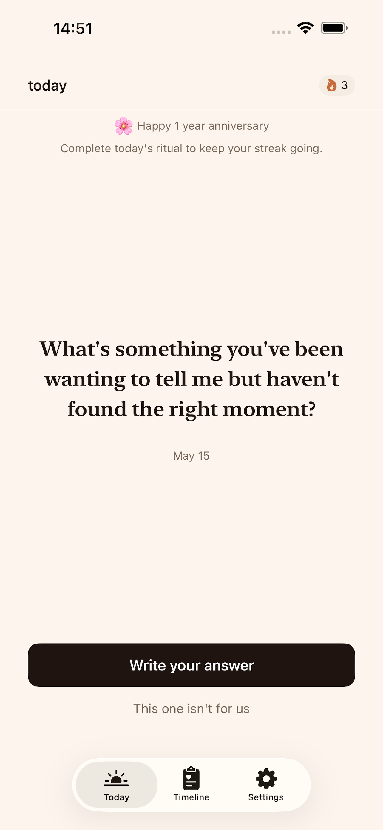 Elumi, Today screen with daily question